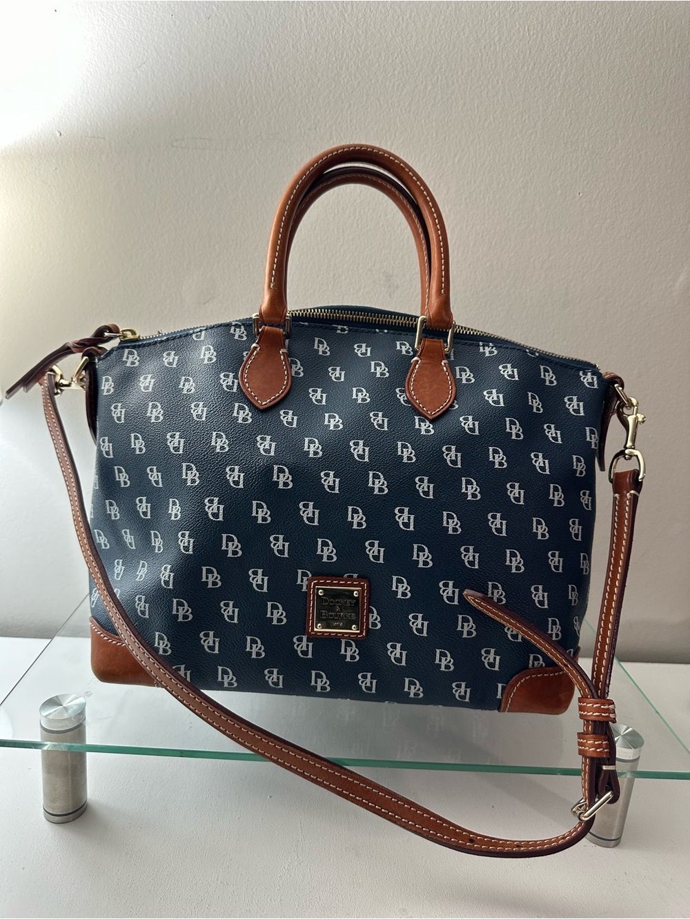 Dooney & Bourke Gretta Signature Navy Satchel  Crossbody